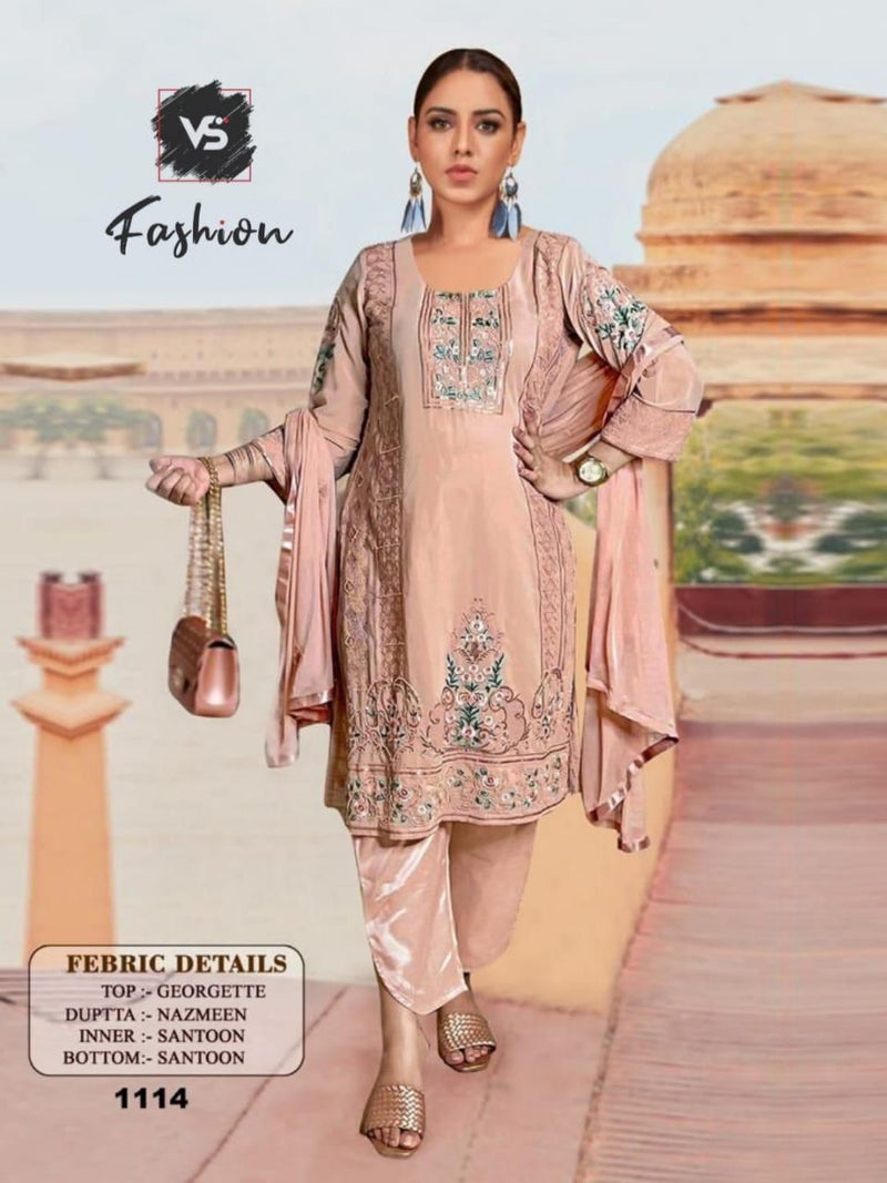 VS FASHION D NO 1114 GEORGETTE WITH HEAVY EMBROIDERY WORK READY TO WEAR PAKISTANI SUIT