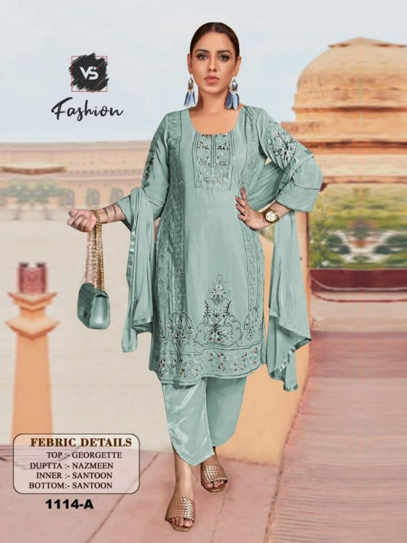 VS FASHION D NO 1114 A GEORGETTE WITH HEAVY EMBROIDERY WORK READY TO WEAR PAKISTANI SUIT