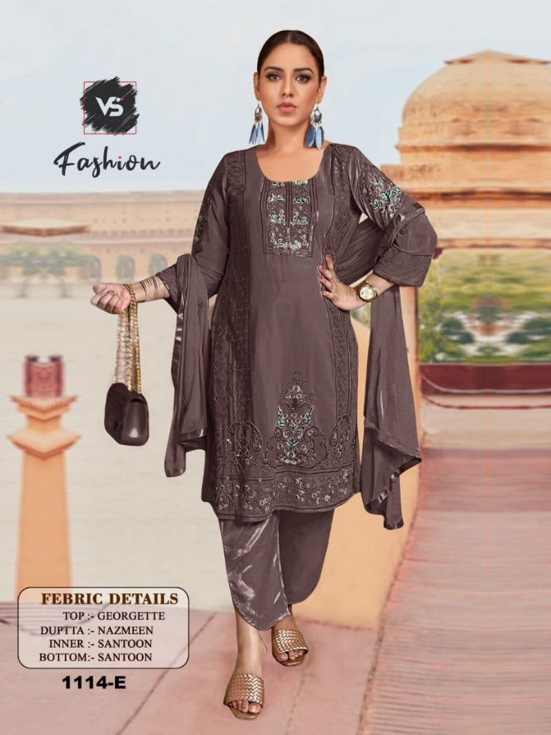 VS FASHION D NO 1114 E GEORGETTE WITH HEAVY EMBROIDERY WORK READY TO WEAR PAKISTANI SUIT