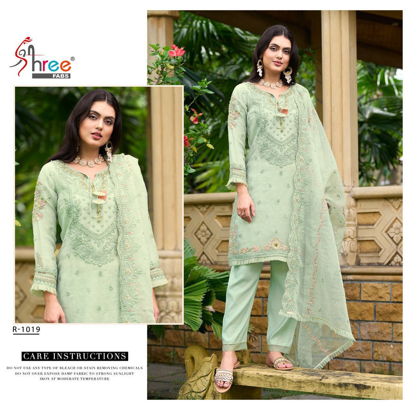 SHREE FABS D NO 1019 GEORGETTE WITH HEAVY EMBROIDERY WORK TOP PURE ORGANJA CASUAL WEAR PAKISTANI SUIT