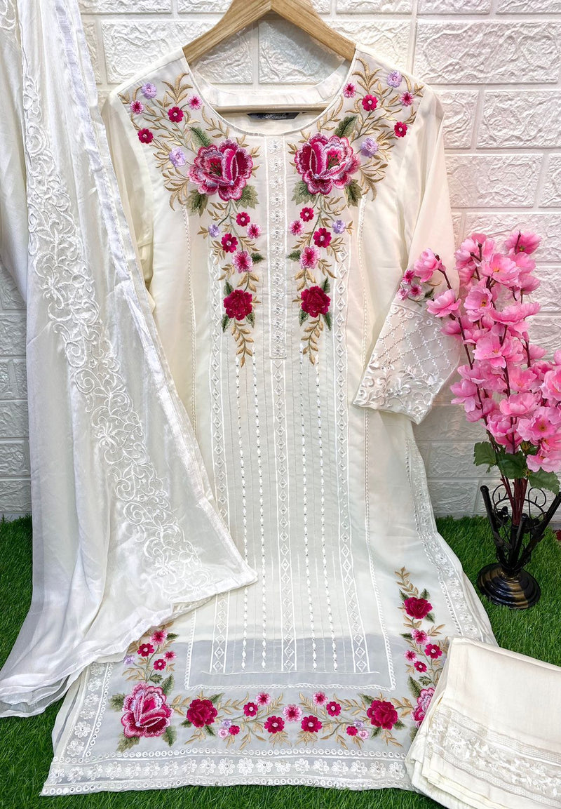 RAMSHA D NO 1005 GEORGETTE WITH HEAVY EMBROIDERY WORK CASUAL WEAR PAKISTANI SUIT