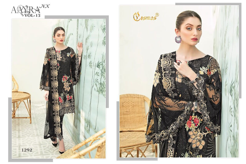 COSMOS AAYRA VOL 13 1292 GEORGETTE WITH HEAVY EMBROIDERY HAND WORK STYLISH DESIGNER FASTIVAL WEAR PAKISTANI SUIT