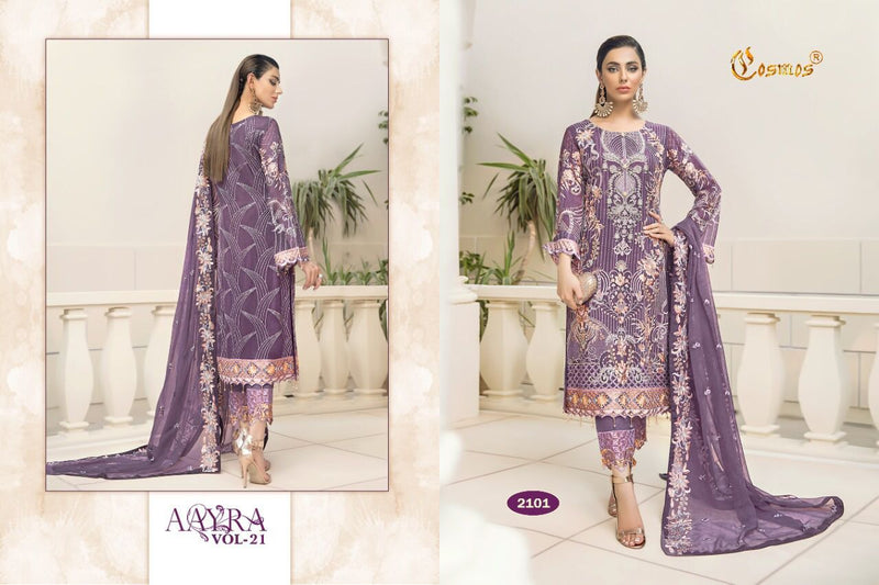 COSMOS AAYRA VOL 21 2101 GEORGETTE WITH HEAVY EMBROIDERY HAND WORK STYLISH DESIGNER FASTIVAL WEAR PAKISTANI SUIT