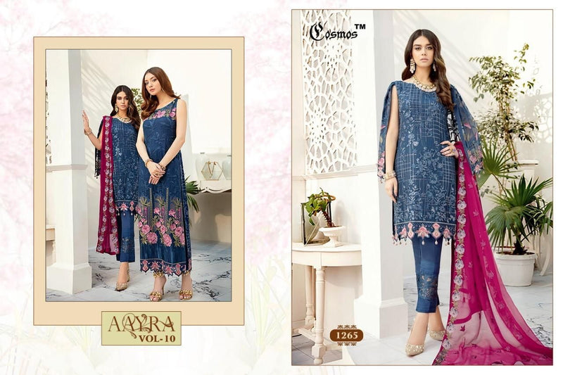 COSMOS AAYRA VOL 10 1265 GEORGETTE WITH HEAVY EMBROIDERY HAND WORK STYLISH DESIGNER FASTIVAL WEAR PAKISTANI SUIT