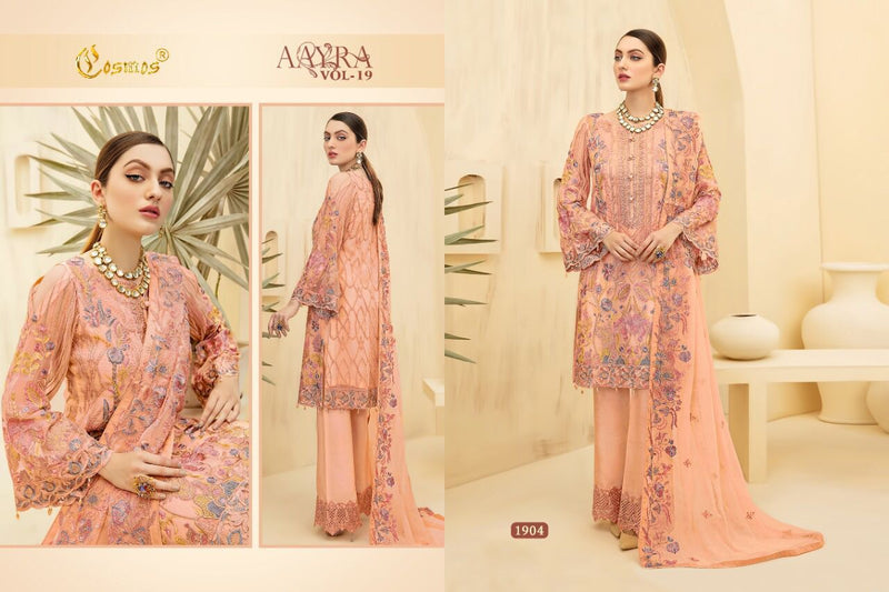 COSMOS AAYRA VOL 19 1904 GEORGETTE WITH HEAVY EMBROIDERY HAND WORK STYLISH DESIGNER FASTIVAL WEAR PAKISTANI SUIT