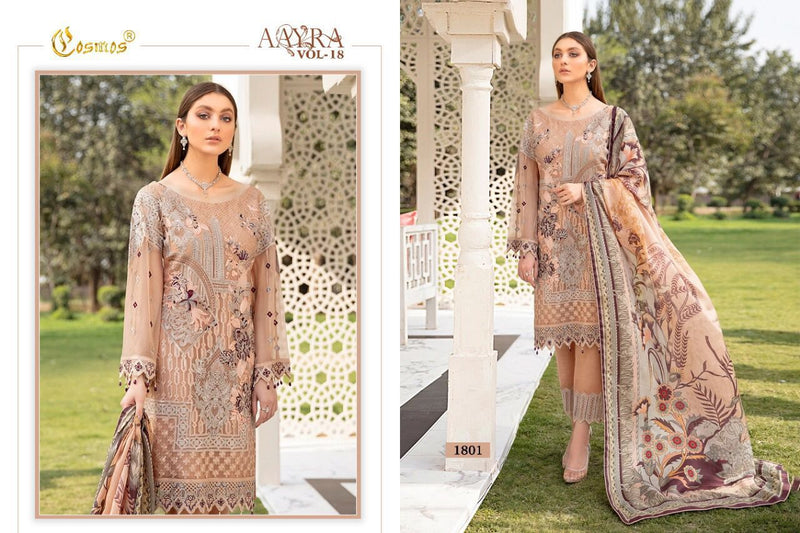 COSMOS AAYRA VOL 18 1801 GEORGETTE WITH HEAVY EMBROIDERY HAND WORK STYLISH DESIGNER FASTIVAL WEAR PAKISTANI SUIT