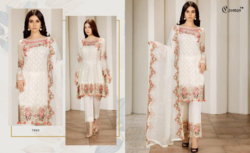 COSMOS D NO 7003 GEORGETTE WITH HEAVY EMBROIDERY HAND WORK STYLISH DESIGNER FASTIVAL WEAR PAKISTANI SUIT