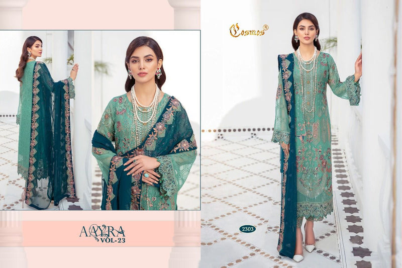 COSMOS AAYRA VOL 23 2303 GEORGETTE WITH HEAVY EMBROIDERY HAND WORK STYLISH DESIGNER FASTIVAL WEAR PAKISTANI SUIT
