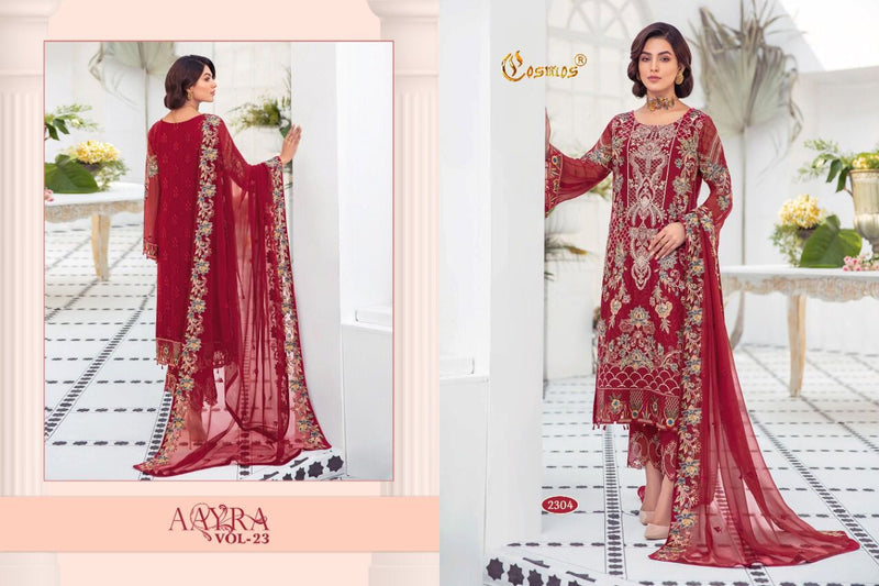 COSMOS AAYRA VOL 23 2304 GEORGETTE WITH HEAVY EMBROIDERY HAND WORK STYLISH DESIGNER FASTIVAL WEAR PAKISTANI SUIT