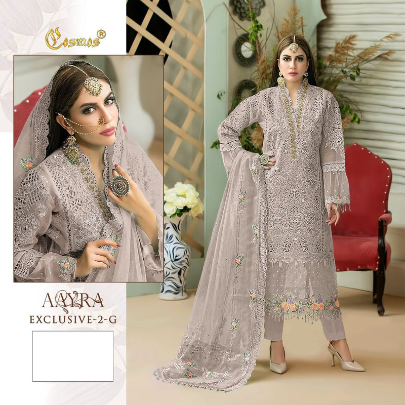 COSMOS AAYRA EXCLUSIVE 2 G GEORGETTE WITH HEAVY EMBROIDERY PARTY WEAR DESIGNER PAKISTANI SUIT