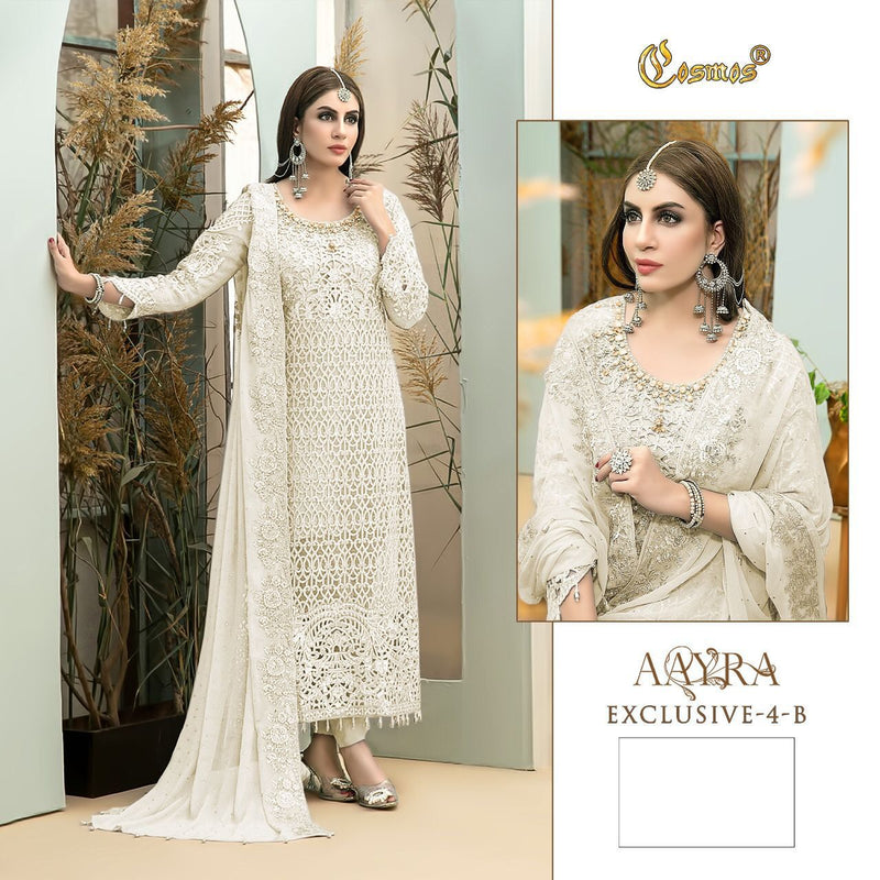 COSMOS AAYRA EXCLUSIVE 4 B GEORGETTE WITH HEAVY EMBROIDERY HAND WORK STYLISH DESIGNER FASTIVAL WEAR PAKISTANI SUIT