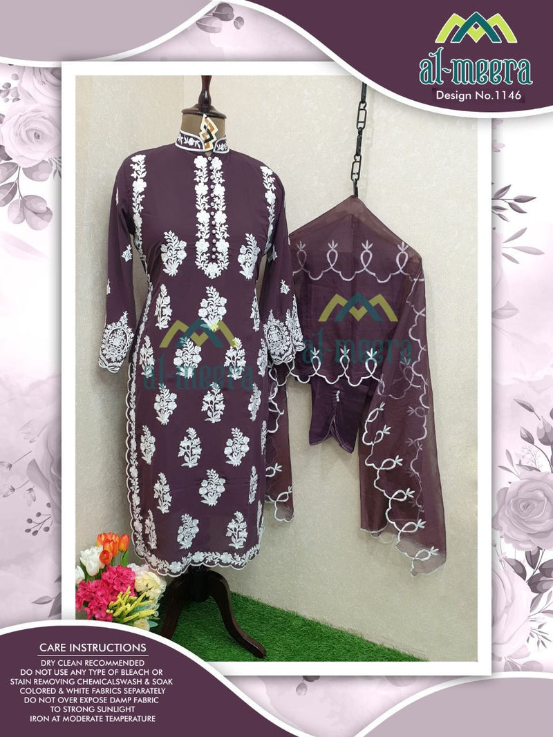 AL MEERA D NO 1146 GEORGETTE WITH HEAVY EMBROIDERY WORK STYLISH DESIGNER CASUAL WEAR PAKISTANI SUIT