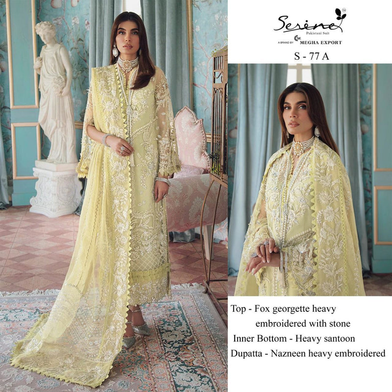SERINE D NO 77 A GEORGETTE WITH HEAVY EMBROIDERY WORK STYLISH LOOK AND BEAUTIFUL DESIGNER PAKISTANI SUIT