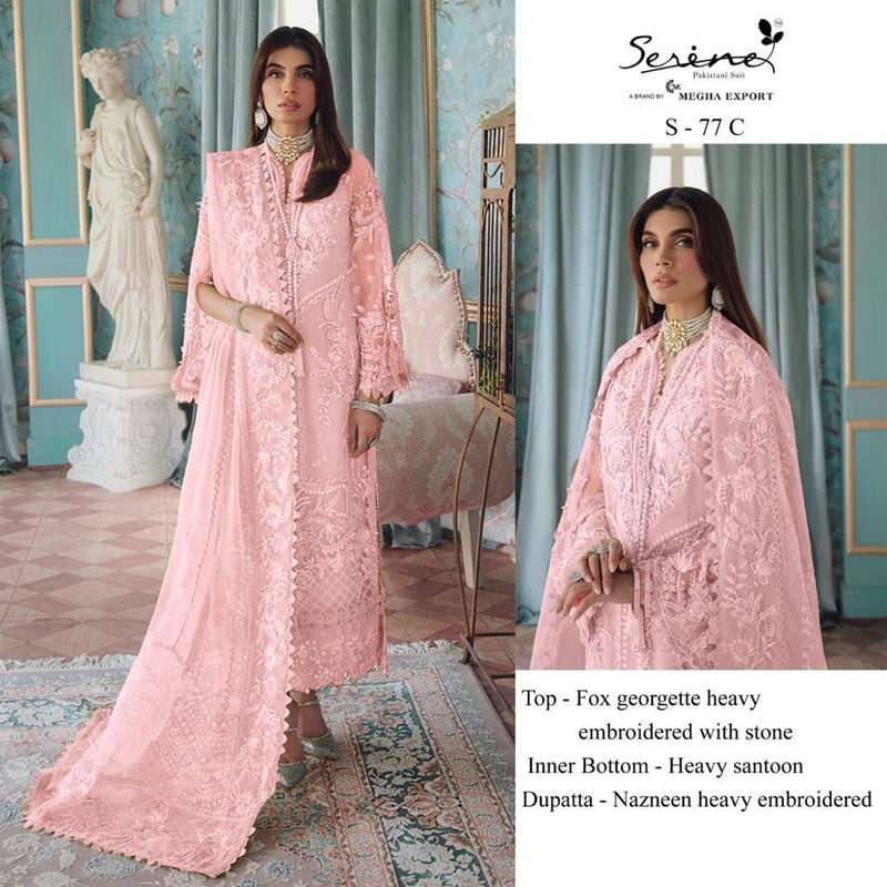 SERINE D NO 77 C GEORGETTE WITH HEAVY EMBROIDERY WORK STYLISH LOOK AND BEAUTIFUL DESIGNER PAKISTANI SUIT