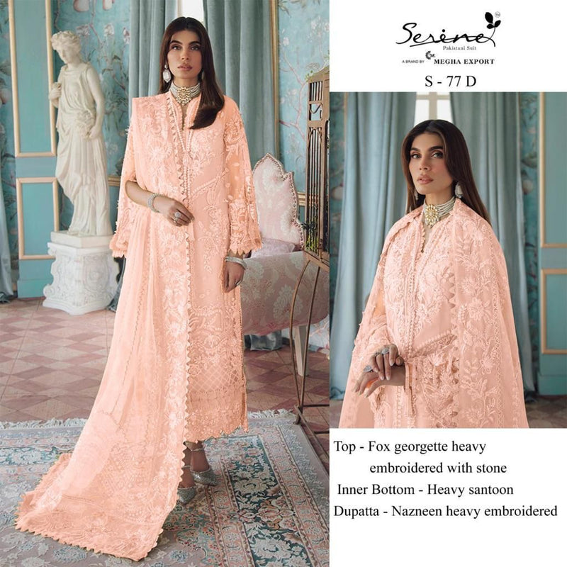 SERINE D NO 77 D GEORGETTE WITH HEAVY EMBROIDERY WORK STYLISH LOOK AND BEAUTIFUL DESIGNER PAKISTANI SUIT