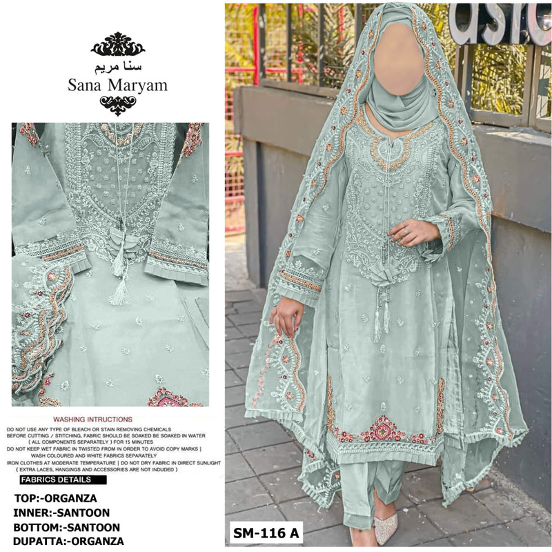 SANA MARYAM D NO 116 A GEORGETTE WITH HEAVY EMBROIDERY WORK STYLISH DESIGNER CASUAL WEAR PAKISTANI SUIT