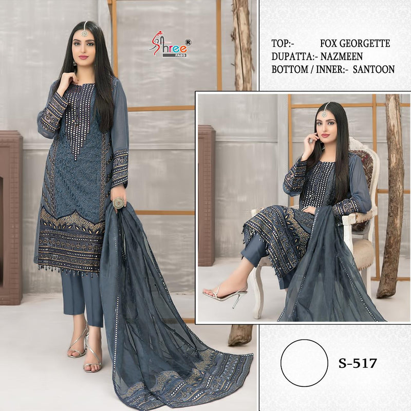 SHREE FABS D NO 517 GEORGETTE WITH FANCY LOOK STYLISH DESIGNER FASTIVAL WEAR PAKISTANI SUIT