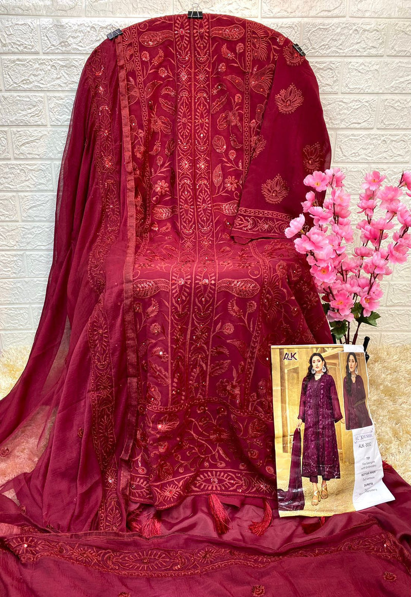 AL KHUSHBU D NO 3032 GEORGETTE WITH HEAVY EMBROIDERY HAND WORK STYLISH DESIGNER PARTY WEAR PAKISTANI SUIT