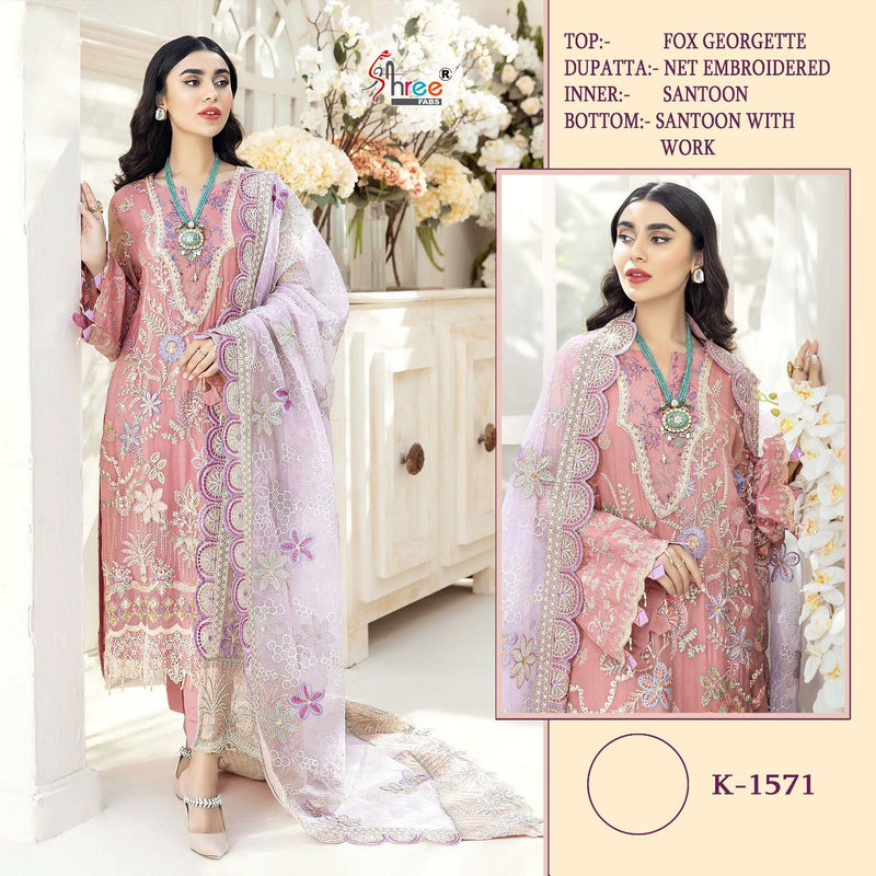 SHREE FABS D NO K 1571 GEORGETTE WITH HEAVY EMBROIDERY WORK FANCY LOOK STYLISH DESIGNER PARTY WEAR PAKISTANI SUIT