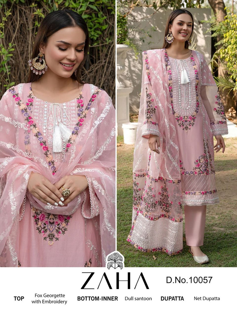 ZAHA D NO 10057 GEORGETTE WITH HEAVY EMBROIDERY WORK FANCY LOOK STYLISH DESIGNER PARTY WEAR PAKISTANI SUIT