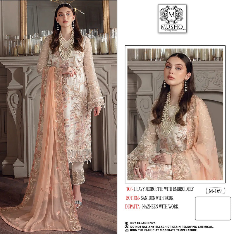 MUSHQ D NO 169 GEORGETTE WITH HEAVY EMBROIDERY WORK STYLISH DESIGNER PAKISTANI SUIT