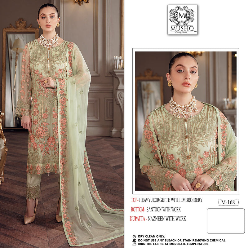 MUSHQ D NO 168 GEORGETTE WITH HEAVY EMBROIDERY FANCY WORK STYLISH DESIGNER PAKISTANI SUIT