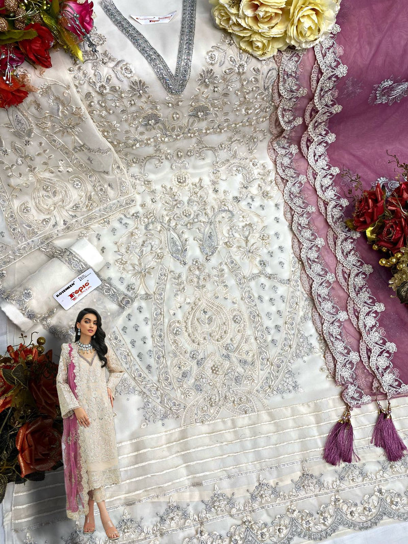 FEPIC SUIT ROSEMEEN 1508 C GEORGETTE WITH HEAVY EMBROIDERY WORK STYLISH DESIGNER PARTY WEAR SALWAR KAMEEZ