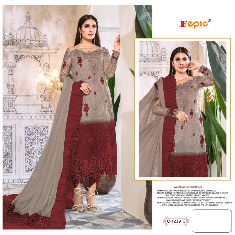 FEPIC ROSEMEEN 1239 C GEORGETTE WITH HEAVY EMBROIDERY HAND WORK STYLISH DESIGNER PARTY WEAR PAKISTANI SUIT