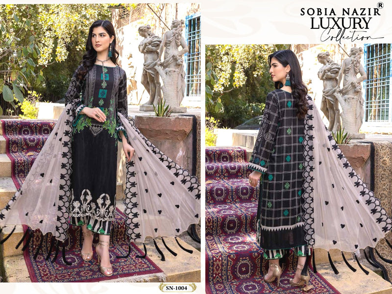 SOBIA NAZIR D NO 1004 CAMBRIC COTTON WITH EMBROIDERY WORK FANCY LOOK STYLISH SALWAR KAMEEZ