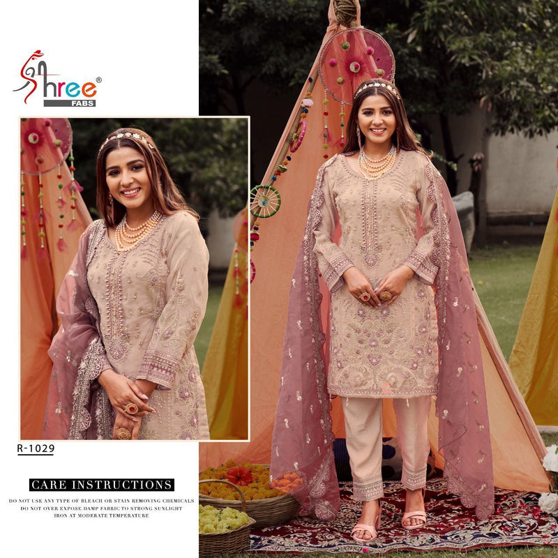 SHREE FABS D NO 1029 R ORGANZA WITH HEAVY EMBROIDERY WORK STYLISH DESIGNER PARTY WEAR SALWAR SUIT
