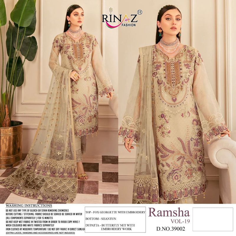 RINAZ FASHION D NO 39002 GEORGETTE WITH EMBROIDERY WORK FANCY LOOK PARTY WEAR SALWAR SUIT