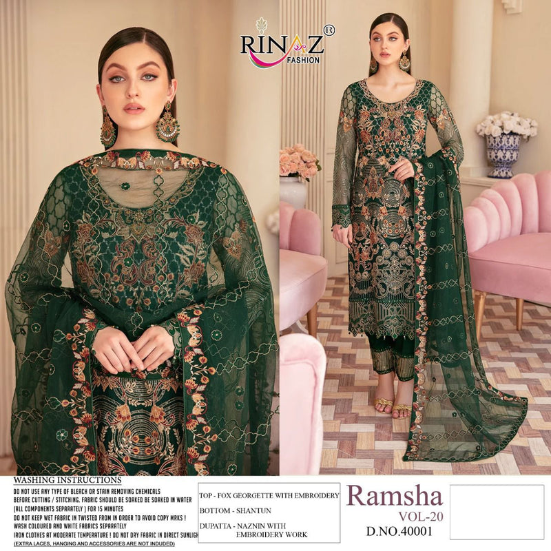 RINAZ FASHION D NO 40001 GEORGETTE WITH EMBROIDERY WORK FANCY LOOK PARTY WEAR SALWAR SUIT