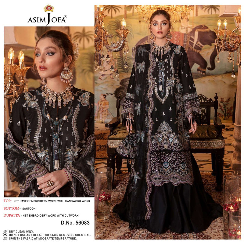 ASIM JOFA D NO 56083 NET WITH EMBROIDERY HAND WORK BEAUTIFUL DESIGN WEDDING WEAR SALWAR KAMEEZ