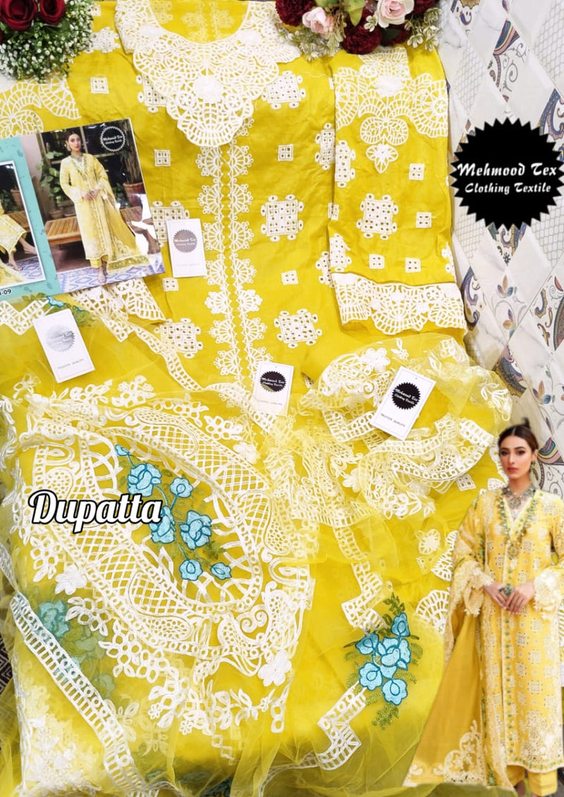 MEHMOOD TEX D NO M 09 COTTON WITH HEAVY EMBROIDERY FANCY LOOK PARTY WEAR PAKISTANI SUIT