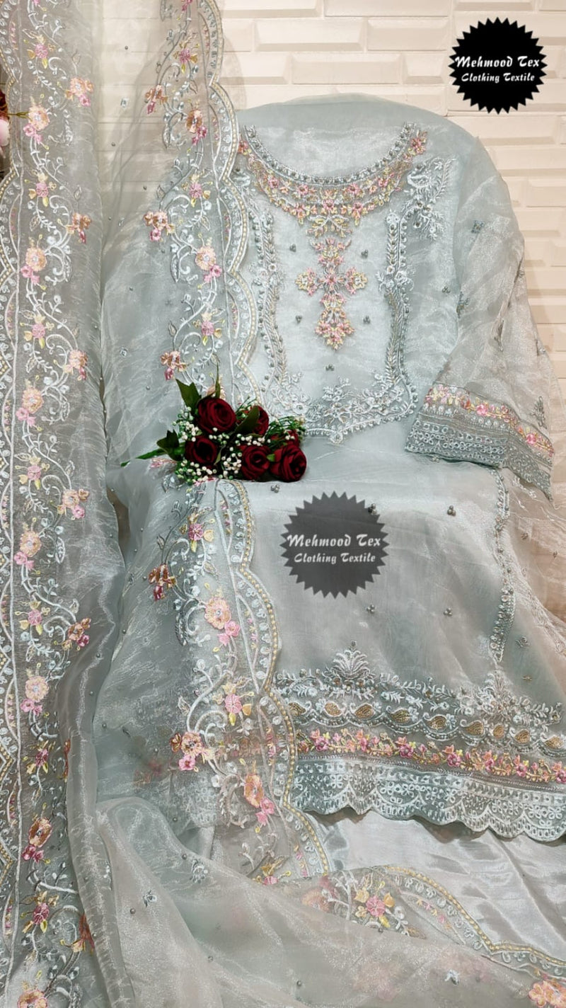 MEHMOOD TEX D NO 10 ORGANZA WITH EMBROIDERY WORK FANCY LOOK STYLISH SALWAR SUIT