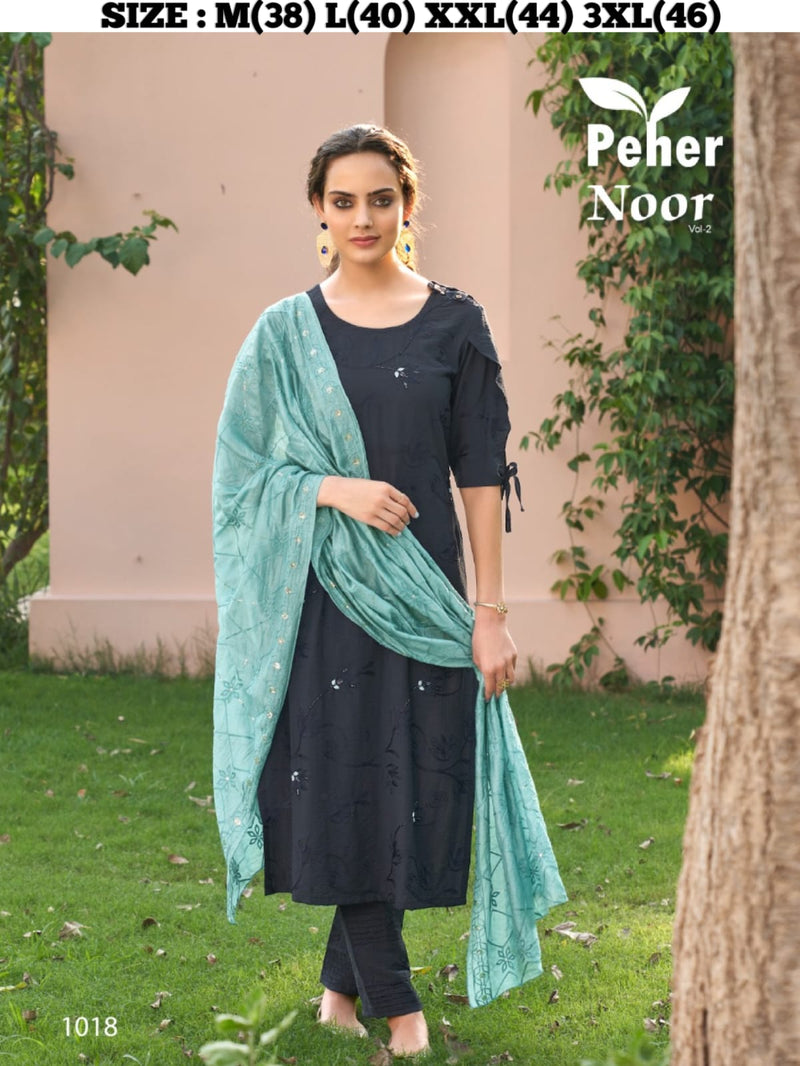 PEHER NOOR VOL 2 1018 BERLIN SILK WITH HEAVY SEQUENCE EMBROIDERY WORK DECENT LOOK PARTY WEAR STYLISH KURTI