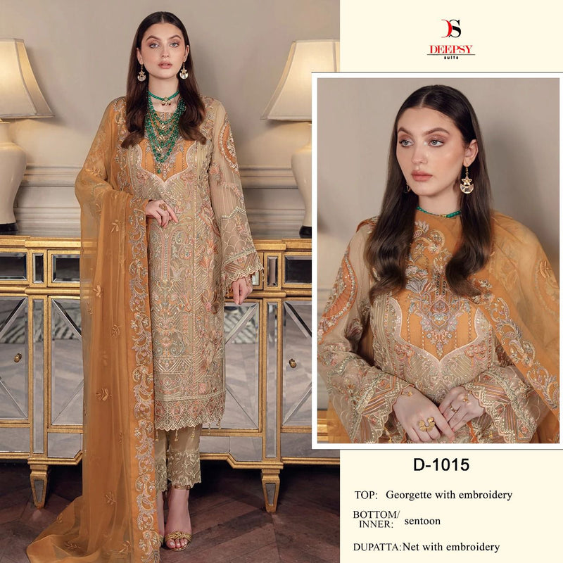 DEEPSY SUIT D NO 1015 GEORGETTE WITH HEAVY EMBROIDERY BEAUTIFUL WORK STYLISH DESIGNER SALWAR KAMEEZ