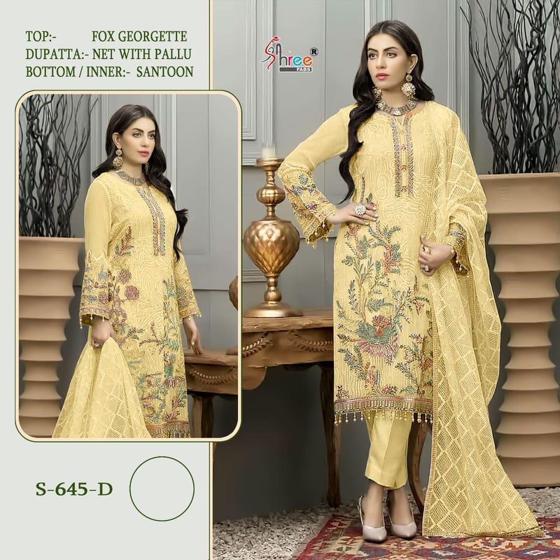 SHREE FABS DNO S 645 D GEORGETTE WITH BEAUTIFUL EMBROIDERY PARTY WEAR PAKISTANI SALWAR SUIT
