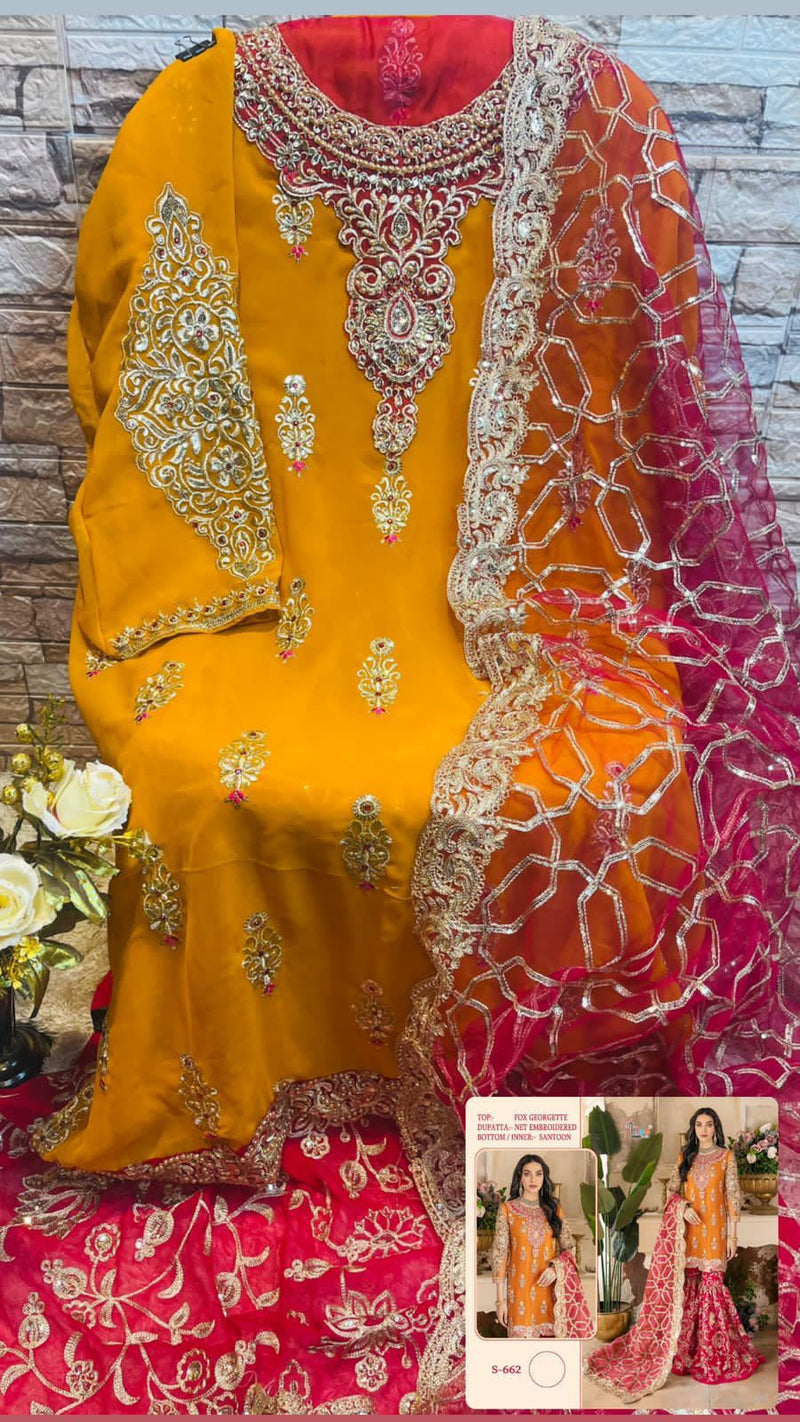 Shree Fabs Dno 1662 Georgette Wirh Beautiful Embroidery Work Stylish Designer Wedding Wear Salwar Suit