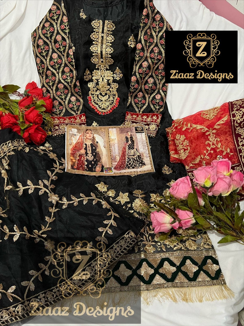 Ziaaz Designs Dno 7773 B Organza With Beautiful Heavy Embroidery Work Stylish Designer Wedding Wear Salwar Kameez