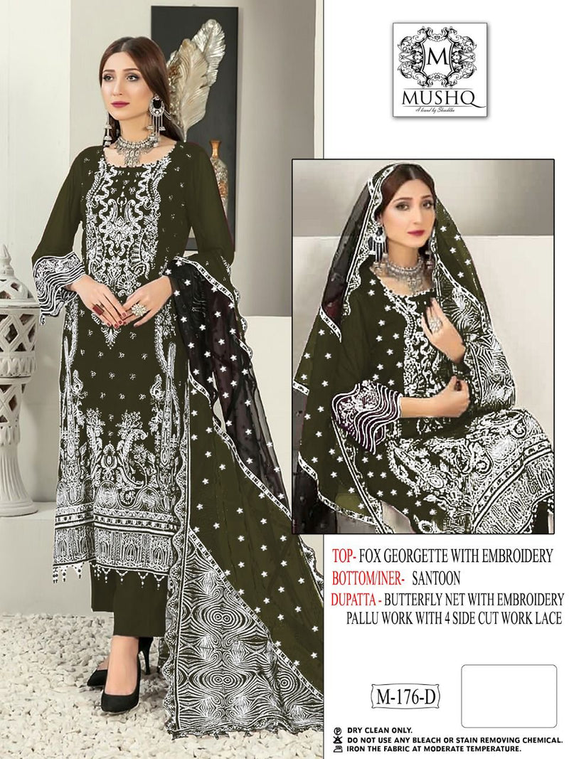 Mushq Dno M 176 D Georgette Butterfly Net With Embroidery Work Stylish Designer Wedding Look Salwar Kameez