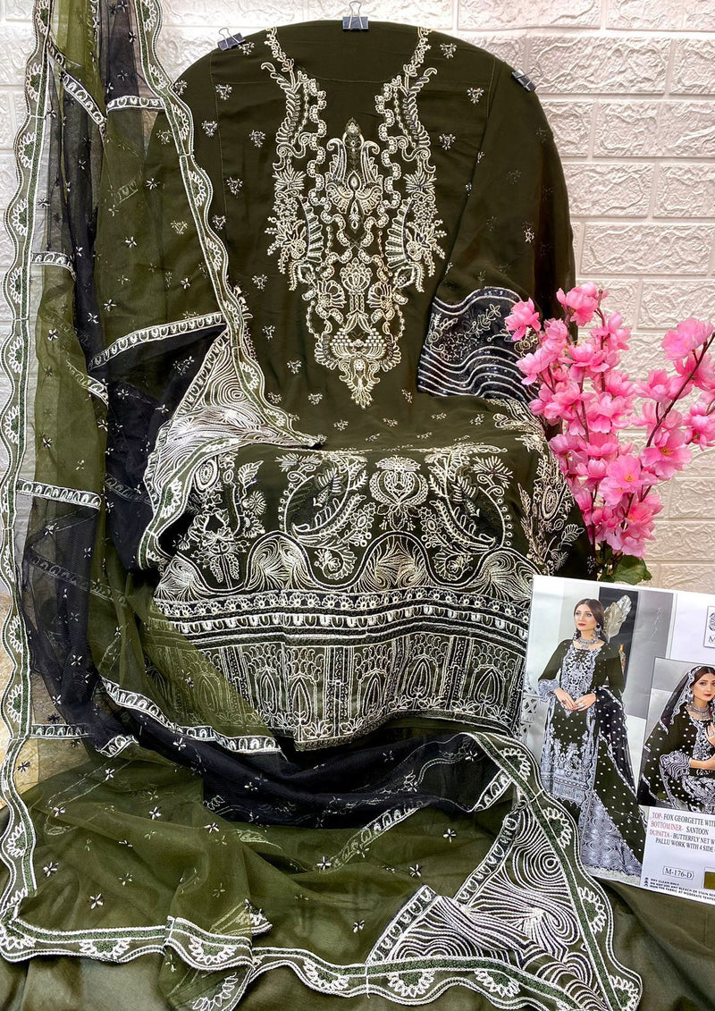Mushq Dno M 176 D Georgette Butterfly Net With Embroidery Work Stylish Designer Wedding Look Salwar Kameez