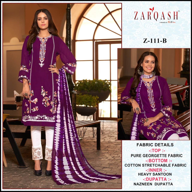 Zarqash Dno Z 111 B Georgette With Beutiful Fancy Work Stylish Designer Attractive Look Fancy Kurti