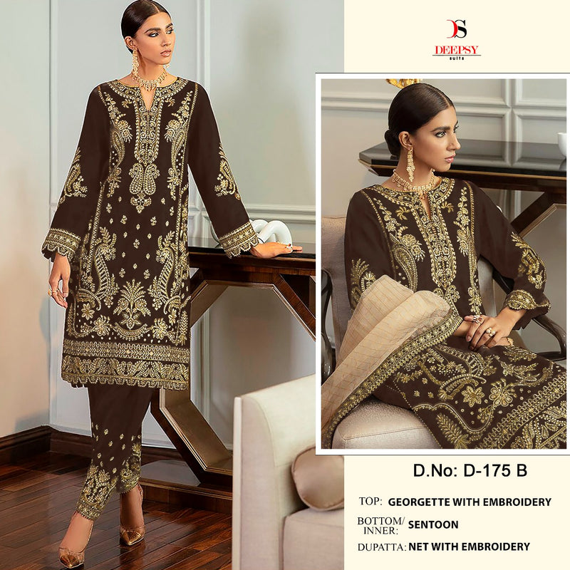 Deepsy Suit Dno 175 B Georgette With Heavy Embroidery Work stylish Designer Wedding Look Salwar Kameez