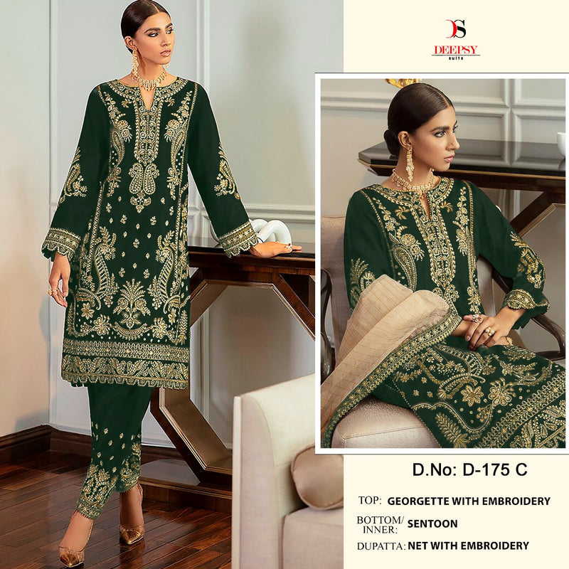 Deepsy Suit Dno 175 C Georgette With Heavy Embroidery Work stylish Designer Wedding Look Salwar Kameez