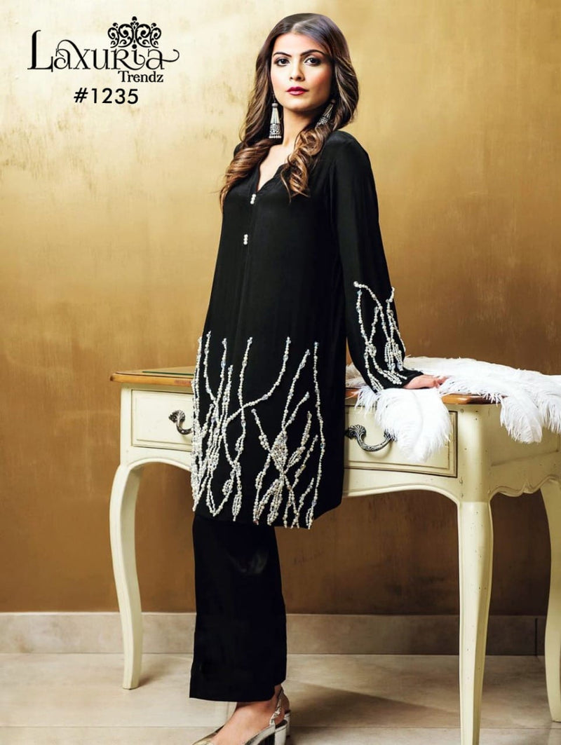 Luxury Trendz Dno 1235 Velvet With Embroidery Work Stylish Designer Party Wear Fancy Kurti