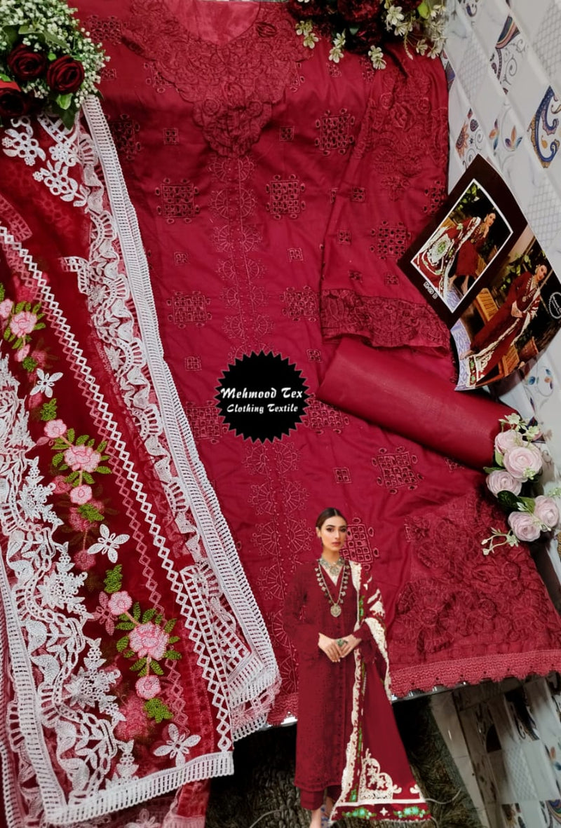 Mehboob Tex Dno M 09 Pure Cotton With Heavy Embroidery Work Stylish Designer Pakistani Salwar Kameez