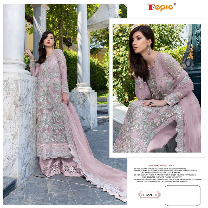 FEPIC ROSEMEEN 1270 D NET EMBROIDERY WITH HAND WORK STYLISH DESIGNER WEDDING LOOK SALWAR KAMEEZ