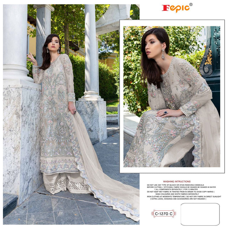 FEPIC ROSEMEEN 1270 C NET EMBROIDERY WITH HAND WORK STYLISH DESIGNER WEDDING LOOK SALWAR KAMEEZ