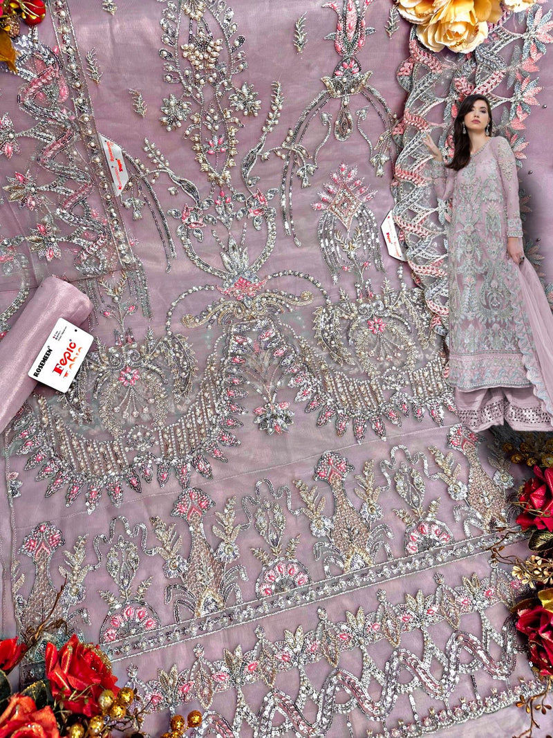 FEPIC ROSEMEEN 1270 D NET EMBROIDERY WITH HAND WORK STYLISH DESIGNER WEDDING LOOK SALWAR KAMEEZ